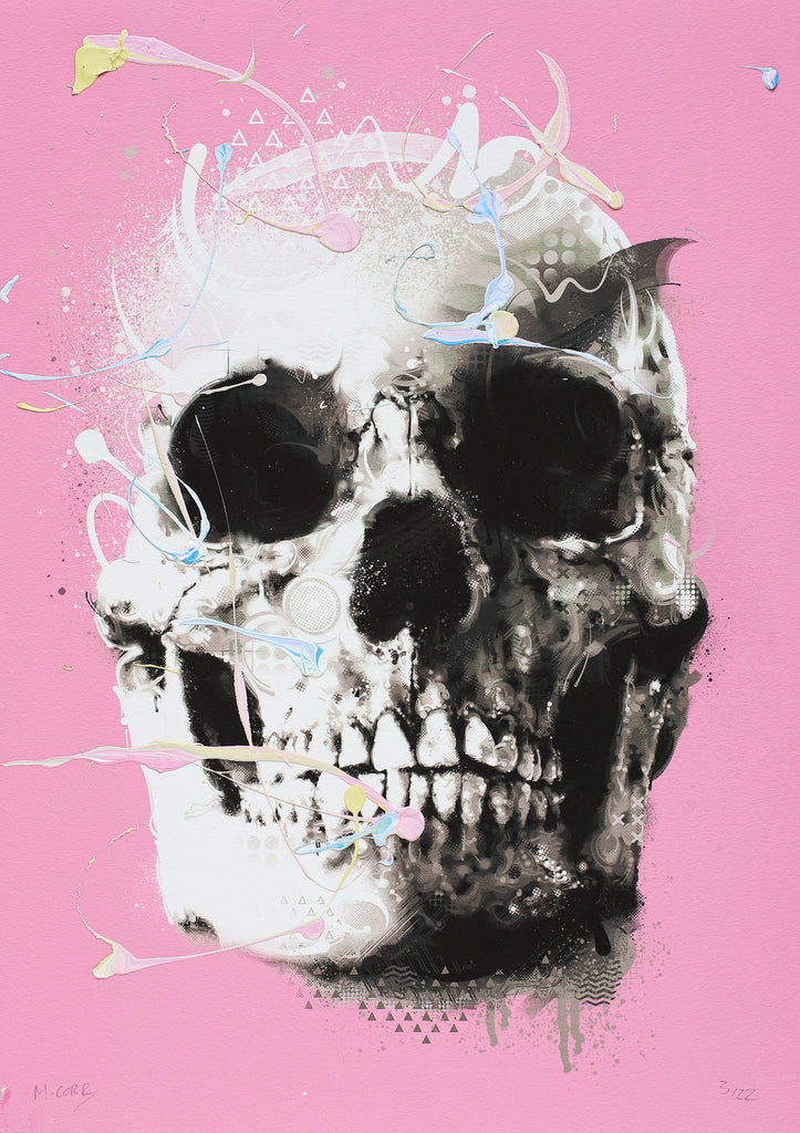Skull Hand Embellished Digital Giclee Print