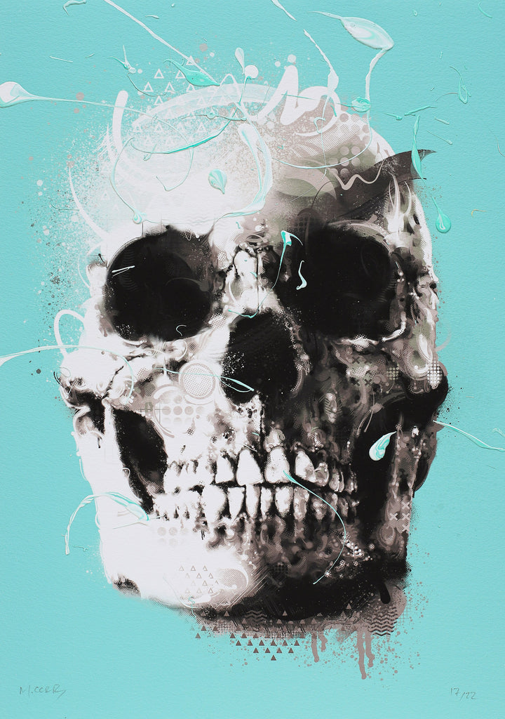 Skull Hand Embellished Digital Giclee Print